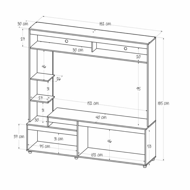 Centro de Entretenimiento para TV de 65" Cler Rovere-Niebla