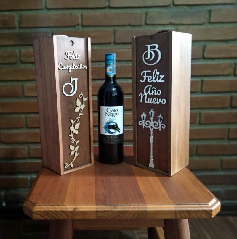 Caja de Vino Personalizada en Madera de Pino